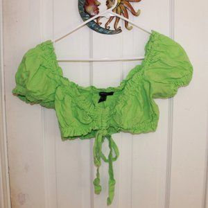 Lime green ruffle crop top
